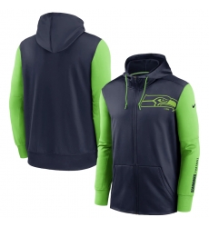 Men Seattle Seahawks College Navy Neon Green Fan Gear Mascot Performance Full Zip Hoodie Men Seattle Seahawks College Navy Neon Green Fan Gear Mascot Performance Full Zip Hoodie