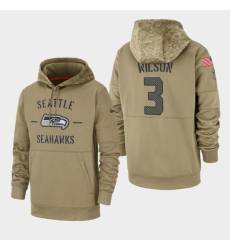 Mens Seattle Seahawks 3 Russell Wilson 2019 Salute to Service Sideline Therma Pullover Hoodie Tan Mens Seattle Seahawks 3 Russell Wilson 2019 Salute to Service Sideline Therma Pullover Hoodie Tan