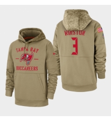 Mens Tampa Bay Buccaneers 3 Jameis Winston 2019 Salute to Service Sideline Therma Pullover Hoodie Tan Mens Tampa Bay Buccaneers 3 Jameis Winston 2019 Salute to Service Sideline Therma Pullover Hoodie Tan