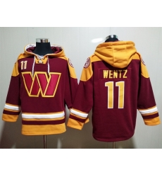 Washington Commanders Red Sitched Pullover Hoodie #11 Carson Wentz Washington Commanders Red Sitched Pullover Hoodie #11 Carson Wentz