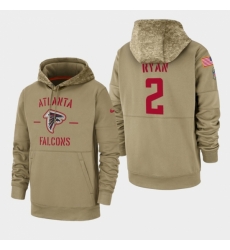 Mens Atlanta Falcons 2 Matt Ryan 2019 Salute to Service Sideline Therma Pullover Hoodie Tan Mens Atlanta Falcons 2 Matt Ryan 2019 Salute to Service Sideline Therma Pullover Hoodie Tan