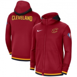 Men Cleveland Cavaliers Nike 75th Anniversary Performance Showtime Full Zip Hoodie Jacket   Red