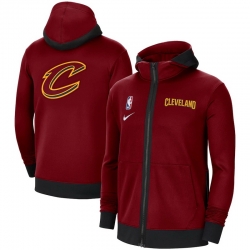 Men Nike Cleveland Cavaliers Wine Authentic Showtime Performance Full Zip Hoodie Jacket