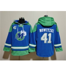 Men Dallas Mavericks 41 Dirk Nowitzki Royal Ageless Must Have Lace Up Pullover Hoodie Men Dallas Mavericks 41 Dirk Nowitzki Royal Ageless Must Have Lace Up Pullover Hoodie