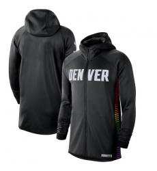 Men Nike Denver Nuggets BlackWhite 201920 Earned Edition Showtime Full Zip Performance Hoodie