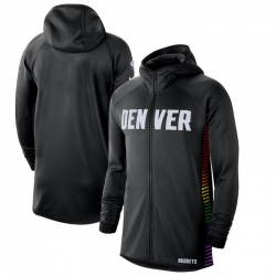 Men Nike Denver Nuggets BlackWhite 201920 Earned Edition Showtime Full Zip Performance Hoodie