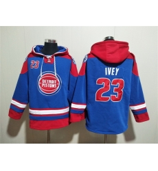 Men Detroit Pistons 23 Jaden Ivey Blue Red Lace Up Pullover Hoodie Men Detroit Pistons 23 Jaden Ivey Blue Red Lace Up Pullover Hoodie