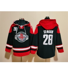 Men Houston Rockets 28 Alperen Sengun Black Red Lace Up Pullover Hoodie Men Houston Rockets 28 Alperen Sengun Black Red Lace Up Pullover Hoodie