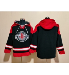 Men Houston Rockets Blank Black Red Lace Up Pullover Hoodie Men Houston Rockets Blank Black Red Lace Up Pullover Hoodie