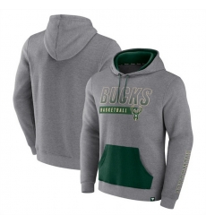 Men Milwaukee Bucks Off The Bench Color Block Heathered Gray Pullover Hoodie Men Milwaukee Bucks Off The Bench Color Block Heathered Gray Pullover Hoodie