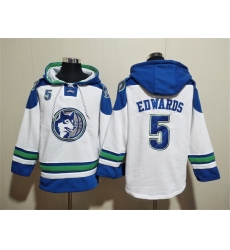 Men Minnesota Timberwolves 5 Anthony Edwards White Lace Up Pullover Hoodie Men Minnesota Timberwolves 5 Anthony Edwards White Lace Up Pullover Hoodie