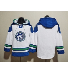 Men Minnesota Timberwolves Blank White Lace Up Pullover Hoodie Men Minnesota Timberwolves Blank White Lace Up Pullover Hoodie