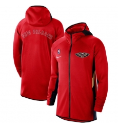 Men Nike New Orleans Pelicans Red Authentic Showtime Therma Flex Performance Full Zip Hoodie