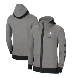 Men Nike Utah Jazz Heathered Charcoal Authentic Showtime Performance Full Zip Hoodie Jacket