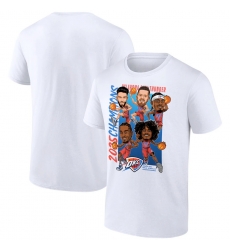 Men Oklahoma City Thunder White 2025 Finals Champions Caricature Full Court T Shirt