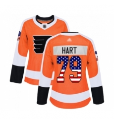 Women Philadelphia Flyers #79 Carter Hart Authentic Orange USA Flag Fashion Hockey Jersey Women Philadelphia Flyers #79 Carter Hart Authentic Orange USA Flag Fashion Hockey Jersey