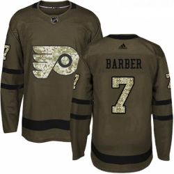 Youth Adidas Philadelphia Flyers 7 Bill Barber Authentic Green Salute to Service NHL Jersey 