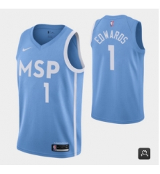 Men Minnesota Timberwolves 1 Anthony Edwards Blue Stitched Jersey Men Minnesota Timberwolves 1 Anthony Edwards Blue Stitched Jersey