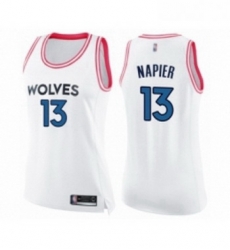 Womens Minnesota Timberwolves 13 Shabazz Napier Swingman White Pink Fashion Basketball Jersey Womens Minnesota Timberwolves 13 Shabazz Napier Swingman White Pink Fashion Basketball Jersey