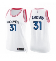 Womens Minnesota Timberwolves 31 Keita Bates Diop Swingman White Pink Fashion Basketball Jersey Womens Minnesota Timberwolves 31 Keita Bates Diop Swingman White Pink Fashion Basketball Jersey