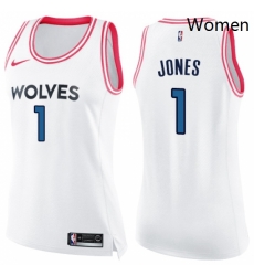 Womens Nike Minnesota Timberwolves 1 Tyus Jones Swingman WhitePink Fashion NBA Jersey Womens Nike Minnesota Timberwolves 1 Tyus Jones Swingman WhitePink Fashion NBA Jersey