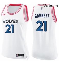Womens Nike Minnesota Timberwolves 21 Kevin Garnett Swingman WhitePink Fashion NBA Jersey Womens Nike Minnesota Timberwolves 21 Kevin Garnett Swingman WhitePink Fashion NBA Jersey