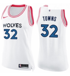 Womens Nike Minnesota Timberwolves 32 Karl Anthony Towns Swingman WhitePink Fashion NBA Jersey Womens Nike Minnesota Timberwolves 32 Karl Anthony Towns Swingman WhitePink Fashion NBA Jersey