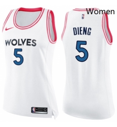 Womens Nike Minnesota Timberwolves 5 Gorgui Dieng Swingman WhitePink Fashion NBA Jersey Womens Nike Minnesota Timberwolves 5 Gorgui Dieng Swingman WhitePink Fashion NBA Jersey