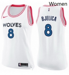 Womens Nike Minnesota Timberwolves 8 Nemanja Bjelica Swingman WhitePink Fashion NBA Jersey Womens Nike Minnesota Timberwolves 8 Nemanja Bjelica Swingman WhitePink Fashion NBA Jersey