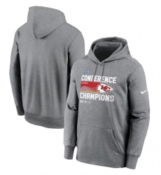 Men Kansas City Chiefs Heather Gray 2022 AFC Champions Locker Room Trophy Collection Pullover Hoodie Men Kansas City Chiefs Heather Gray 2022 AFC Champions Locker Room Trophy Collection Pullover Hoodie