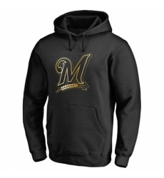 Men MLB Milwaukee Brewers Gold Collection Pullover Hoodie Black Men MLB Milwaukee Brewers Gold Collection Pullover Hoodie Black