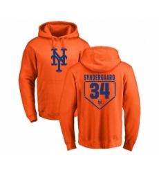 Men MLB Nike New York Mets 34 Noah Syndergaard Orange RBI Pullover Hoodie Men MLB Nike New York Mets 34 Noah Syndergaard Orange RBI Pullover Hoodie