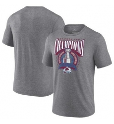Men Colorado Avalanche Heathered Gray 2022 Stanley Cup Champions Banner Tri Blend T Shirt Men Colorado Avalanche Heathered Gray 2022 Stanley Cup Champions Banner Tri Blend T Shirt