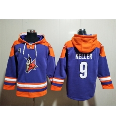 Men's Arizona Coyotes #9 Clayton Keller Purple Ageless Must-Have Lace-Up Pullover Hoodie Men's Arizona Coyotes #9 Clayton Keller Purple Ageless Must-Have Lace-Up Pullover Hoodie