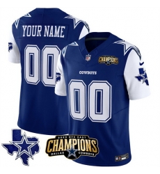 Men Dallas Cowboys Active Player Custom Blue White 2023 F U S E NFC East Champions Patch Stitched Football Jersey Men Dallas Cowboys Active Player Custom Blue White 2023 F U S E NFC East Champions Patch Stitched Football Jersey