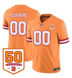 Men Women Youth Tampa Bay Buccaneers Active Player Custom Orange 2025 F U S E  50th Anniversary Patch Vapor Limited Stitched Jersey