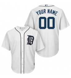Men Women Youth All Size Detroit Tigers Majestic Road Cool Base Authentic Collection Custom Jersey White 3