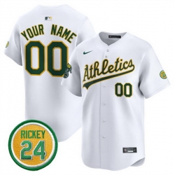Men Women Youth Oakland Athletics Active Player Custom White 2024 Home Limited With Rickey Henderson Patch Stitched Jersey