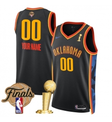 Men Oklahoma City Thunder Active Player Custom Black 2025 Finals Patch And Finals Champions Patch City Edition Stitched Basketball Jersey