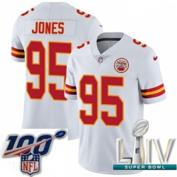 2020 Super Bowl LIV Men Nike Kansas City Chiefs #95 Chris Jones White Vapor Untouchable Limited Player NFL Jersey