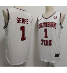 Men Alabama Crimson Tide #1 Mark Sears White Throwback Stitched Basketball NCAA Jersey Men Alabama Crimson Tide #1 Mark Sears White Throwback Stitched Basketball NCAA Jersey