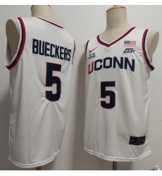 Men UConn Huskies #5 Paige Bueckers Navy White Stitched Basketball Jersey