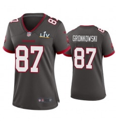 Women Rob Gronkowski Buccaneers Pewter Super Bowl Lv Game Jersey Women Rob Gronkowski Buccaneers Pewter Super Bowl Lv Game Jersey