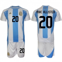 Men Argentina 20 Alexis Mac Allister White Blue 2024 25 Home Soccer Jersey Suit