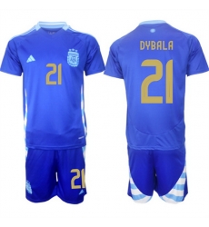 Men Argentina 21 Dybala Blue 2024 25 Away SoccerJersey Suit