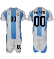Men Argentina Custom White Blue 2024 25 Home Soccer Jersey Suit