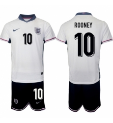 Men England 10 Wayne Rooney 2024 25 White Home Soccer Jersey Suit