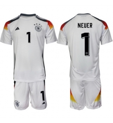 Men Germany 1 Manuel Neuer White 2024 25 Home Soccer Jersey Suit