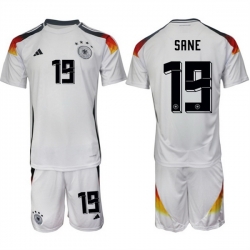 Men Germany 19 Leroy San E9 White 2024 25 Home Soccer Jersey Suit