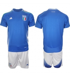 Men Italy Custom 2024 25 Blue Home Soccer Jersey Suit